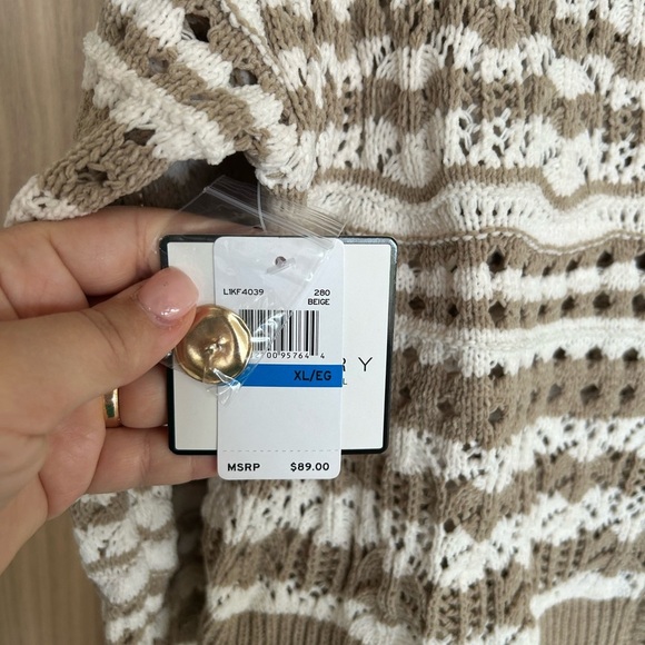 New LAUNDRY by Shelli Segal Crochet Cropped Cardigan Sweater Cream Beige X-Large - Picture 5 of 9